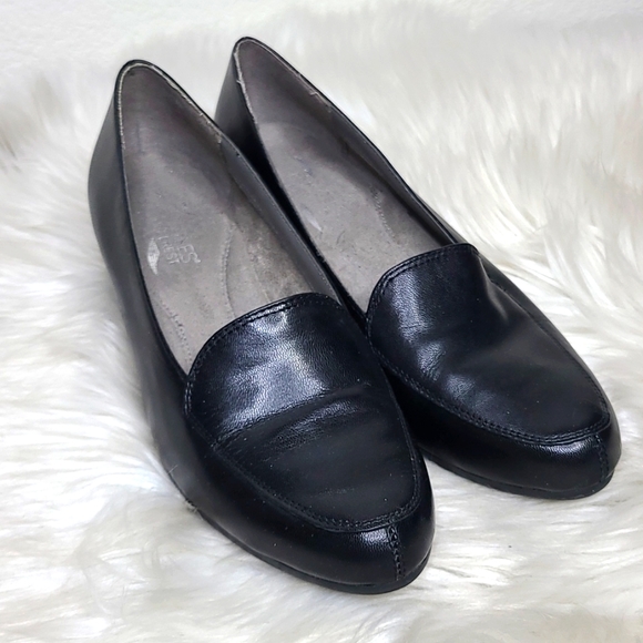 AEROSOLES Shoes - Aerosoles HeelRest Lovely Loafer Shoes Size 8M Black Genuine Leather Brand New